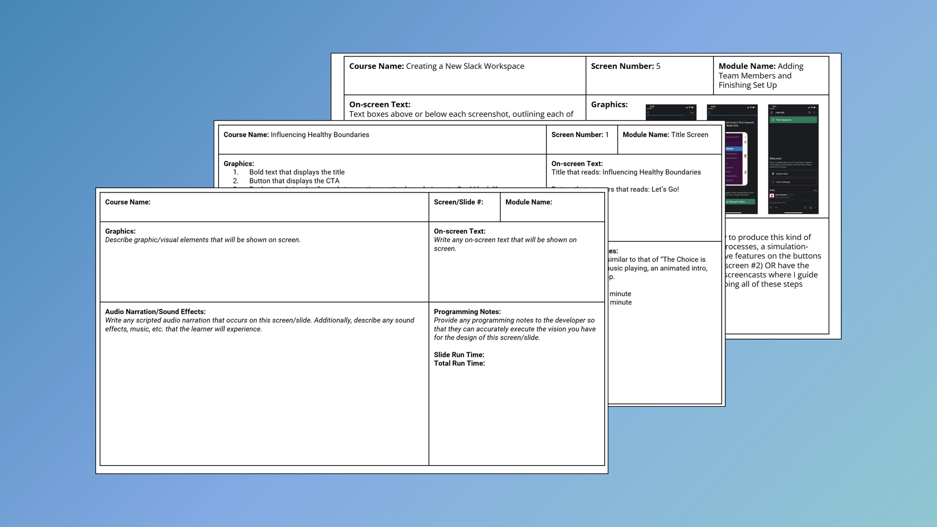 eLearning Storyboard Template