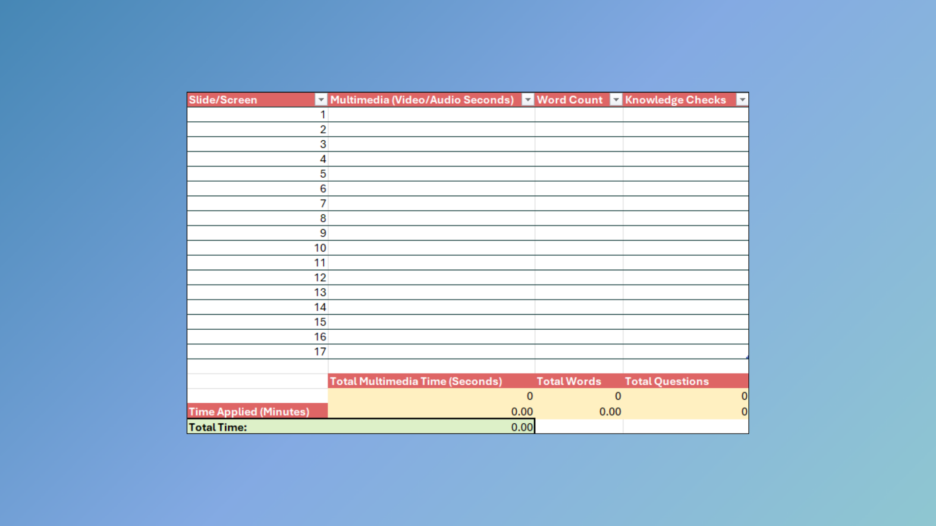 eLearning Seat Time Calculator