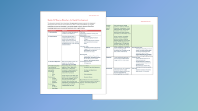 Sample ILT Course Structure for Rapid Development