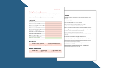 Training Project Intake Questionnaire